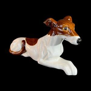 Greyhound? PORCELAIN Dog Statuette Bil-mar 1969 A. Keithley Creative white/brown